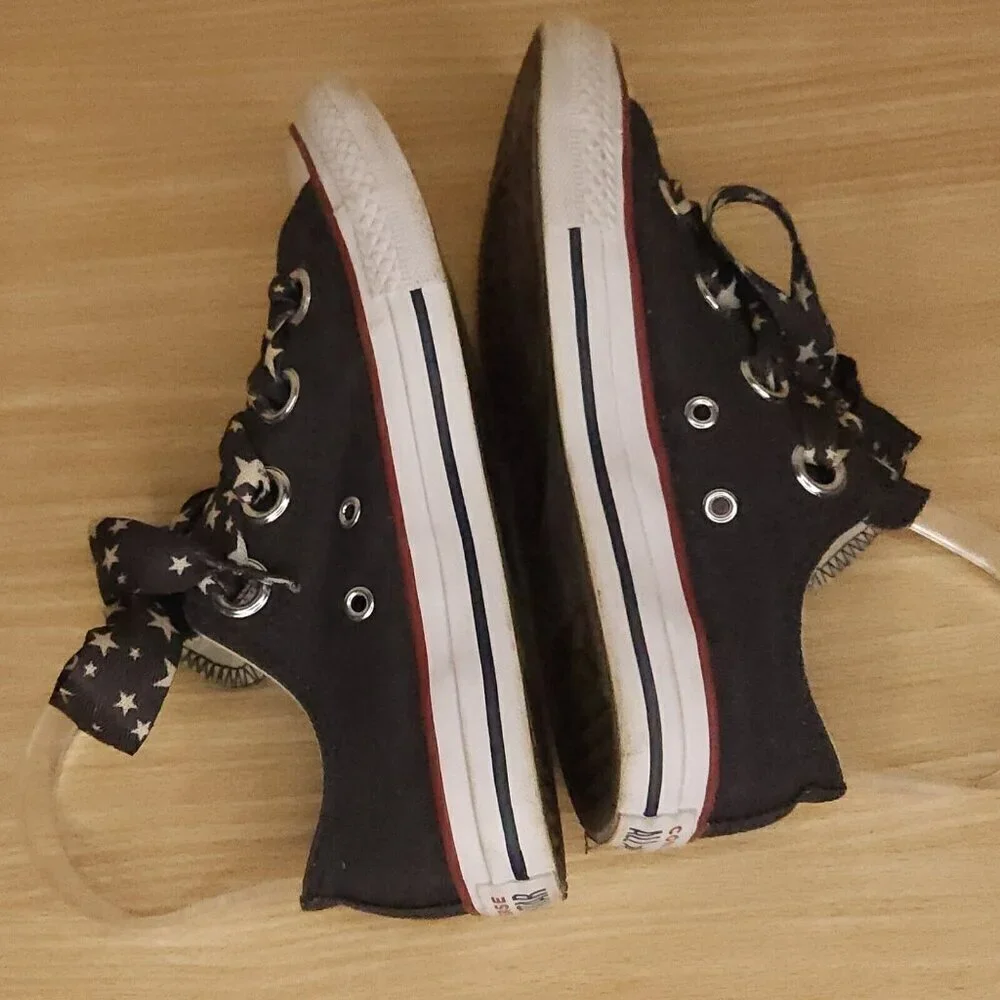 Converse Chuck Taylor Girl's Charcoal Grey Sneaker Ribbon Laces 2